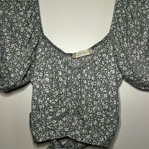 Altar’d State Blue Gray Cropped Top with Tie